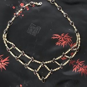 Crimson and gold statement necklace